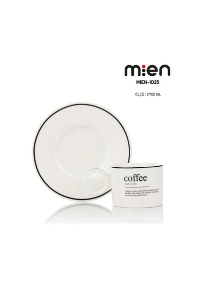 Mien 2 Li Silindir Model Porselen Fincan Takımı 100 Ml Beyaz