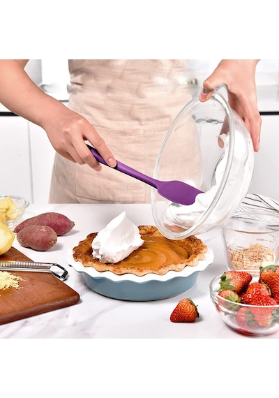 Silikon Kaşık Spatula Seti 6lı Yanmaz Yapışmaz Çizmez Mor27cm