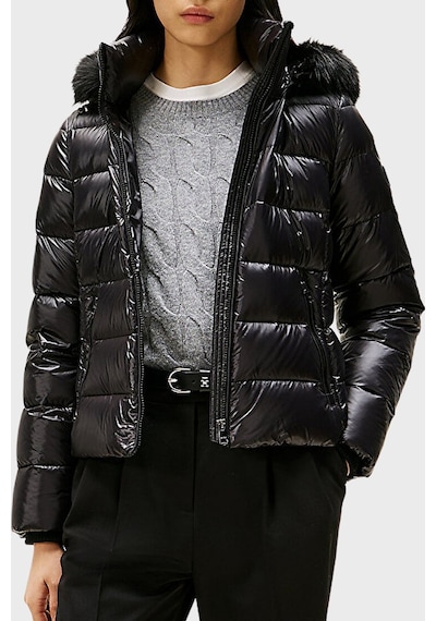 Tommy Hilfiger Ww0ww47354 Gloss Hw Down Slim Kadın Mont Siyah