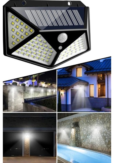 Chermik Güneş Enerjili Bahçe Lambası 100 Led Bahçe Aplik Solar Bahçe Lambası 1410
