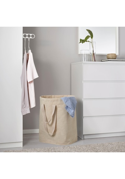Çamaşır Torbası 100 Litre Meridyendukkan Naturel Bej Renk Kirli Çamaşır Sepeti