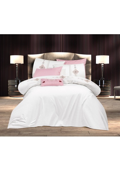Goldroom Aysima 4 Yastıklı %100 Pamuklu Nevresim Takımı 7 Parça Pudra