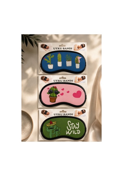3'lü Set Kaktüs Desenli Uyku Bandı Çok Renkli - 916925477 Diğer