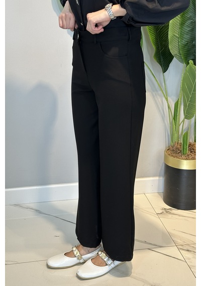 Lale Butik Bol Paça Pantolon 16134 Siyah