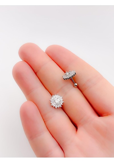 Lexroo Taşlı Kar Tanesi Figürlü Kıkırdak Helix Tragus Piercing 1adet Çok Renkli