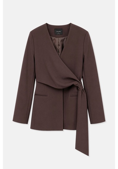 Thalure Kadın Kahverengi Beli Büzgülü Blazer