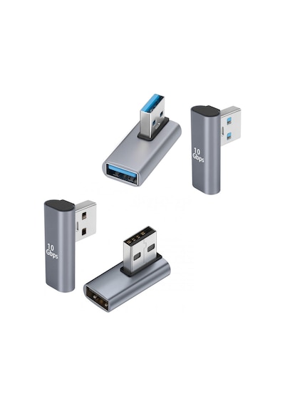 Usb3.0 L Tipi 90 Derece 10 Gbps Dişi Erkek Çevirici Adaptör 2'li Set