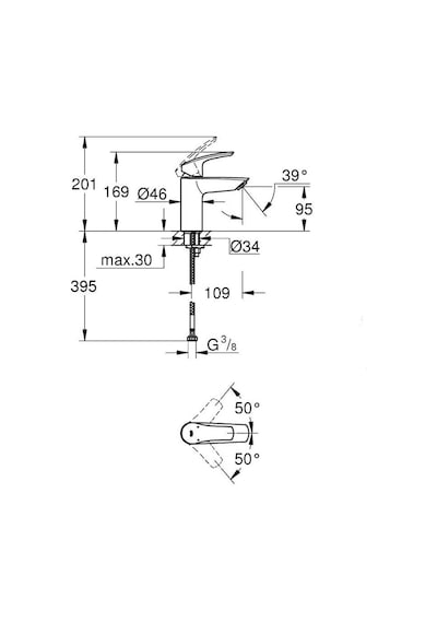 Grohe 324672433 Eurosmart Tek Kumandalı Lavabo Bataryası S Boyut Siyah