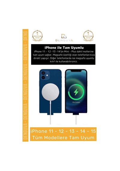 Şarjadaptörü 15w Hızlı Şarj Adaptörü Magsafe Mıknatıslı Typec Beyaz Wireless Charger Adaptör