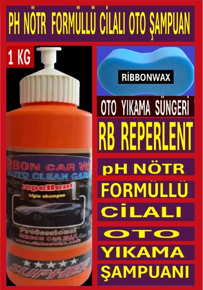 Reperlent Ph Nötr Formüllü Cilalı Oto Yıkama Şampuanı 1 Kg + Oto Yıkama Süngeri