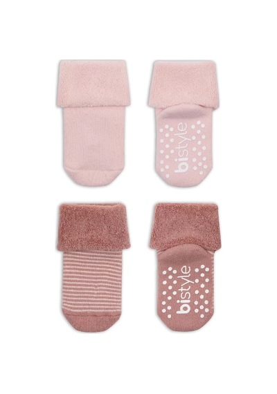 Çemberli Kaymaz Havlu Soket Çorap 2'li Bs10503 Pudra Pembe Renkli Çok Renkli