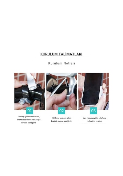 Coofbe Alüminyum Gidon Sıkıştırmalı Motosiklet Telefon Tutucu Scooter Bisiklet Telefon Tutucu Sarsılmaz Siyah