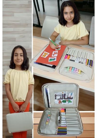 Resim Çantası Kalemlikli Defter Boya Malzemeleri Aktivite Çantası Unisex Kırtasiye Çantası