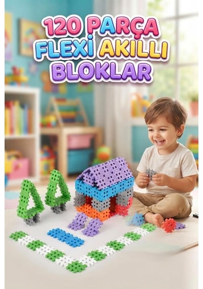 Flexiblocks Eğitici 120 Parça Yumuşak Akıllı Bloklar Küçük Kaşifler İçin Yaratıcı İnşa Seti