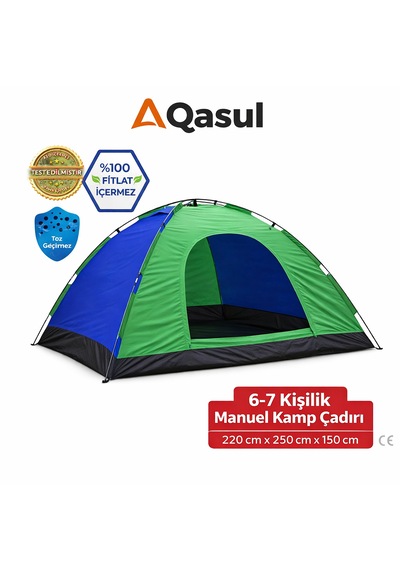 6-7 Kişilik Kamp Çadırı Su Geçirmez Geniş Aile Çadırı 220x250x150 Cm Manuel Çok Renkli