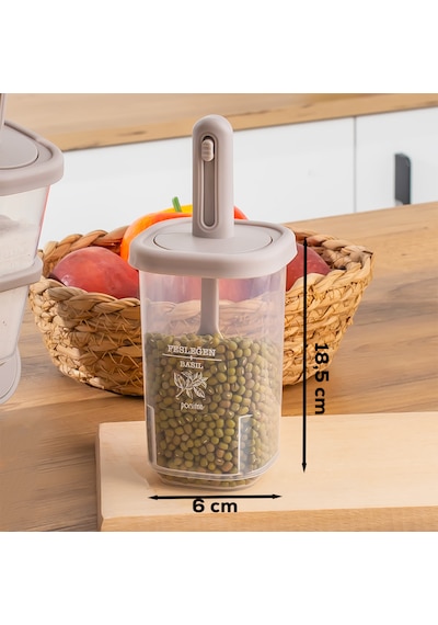 Porsima 1123 8'li Standlı Kaşıklı 360 Döner Kapaklı Baharatlık Cappuccino