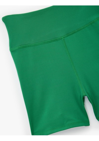 Koton Slim Fit Yüksek Bel Ekstra Mini Spor Biker Tayt Yeşil 6wak40254nk Yeşil