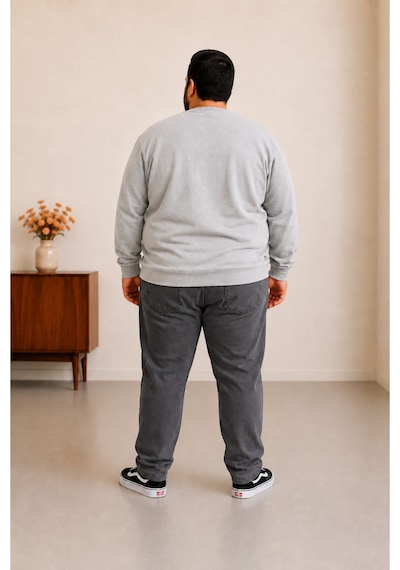 Sngl Tekstil Erkek Büyük Beden Oversize 3 İplik Uzun Kollu Sweatshirt 3xl-4xl-5xl-6xl-7xl-8xl-9xl Gri Melanj