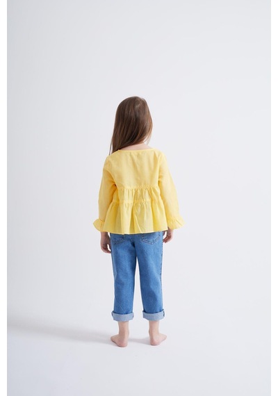 Oliventhekid Sarı Vual Önden Düğmeli Robadan Büzgülü Kol Ucu Fırfırlı Kız Çocuk Gömlek Sarı Sarı Oliventhekid Sarı Vual Önden Düğmeli Robadan Büzgülü Kol Ucu Fırfırlı Kız Çocuk Gömlek Sarı Sarı