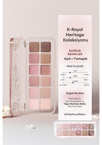 Hafif Dokulu Yoğun Renklere Sahip Göz Farı Paleti Clıo Pro Eye Palette Air 20 Maehwa Ribbon
