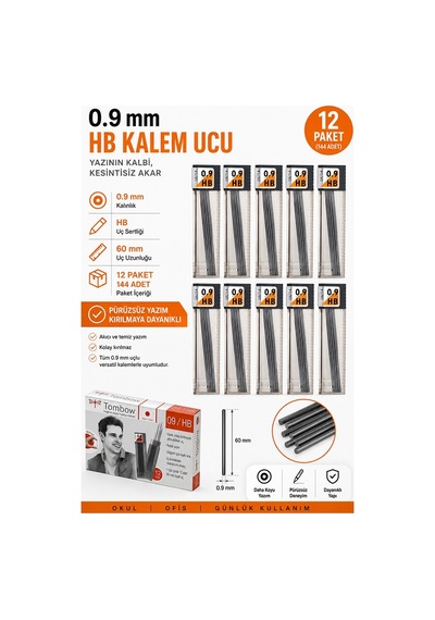 Kaliteli Kalem Ucu 12 Li 0.9 Mm Hb 12 Paket Tombow Versatil Kalem Uç Mekanik Uçlu Otomatik Kurşun Kalem Ucu 60mm Yumuşak