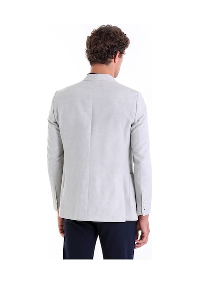 Hatemoğlu Gri Slim Fit Düz Sivri Yaka Kruvaze Casual Ceket Gri