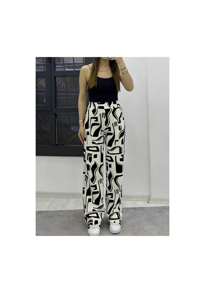 Çınar Boutique Krep Kumaş Pantolon Beyaz Beyaz