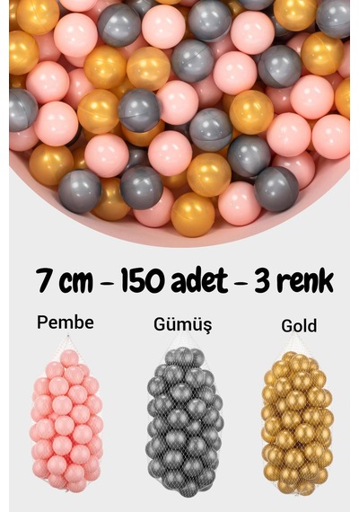 7 Cm Top Havuzu Topu 150 Adet Pembe, Gümüş, Gold