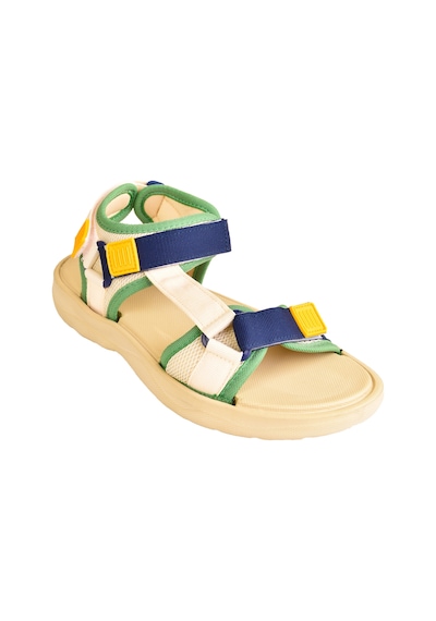 Modaonn Unisex Step Renkli Cırtlı Rahat Düz Taban Spor Sandalet Bej