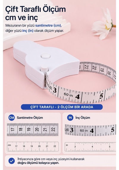 Baş Ve Vücut, Kafa Çevresi Ölçüm Aleti Bel Ölçme Metresi Mezura Terzi Ölçü Metresi Ergonomik