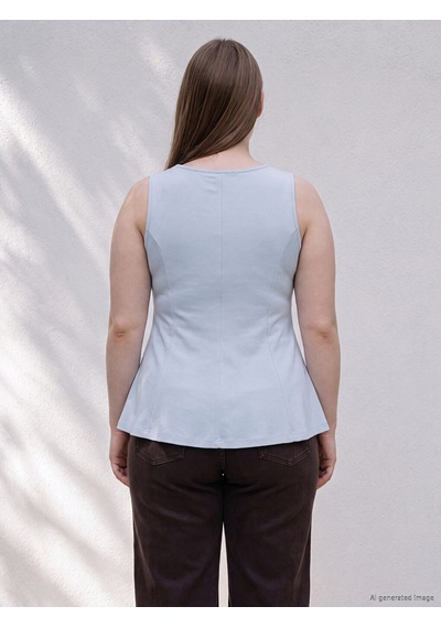 Lcwaıkıkı Curve Mavi Büyük Beden Fırfırlı Peplum Bluz