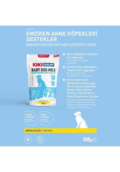 Kıkı Excellent Köpek Süt Tozu Whey Protein + İnülin 200 G