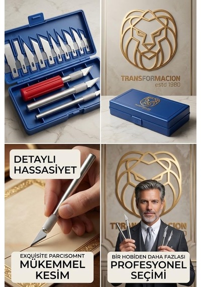 Tr Transformacion 13 Parça Profesyonel Hobi Bıçağı Seti Manyetik Kutulu Maket Deri Hassas Kesim Neşteri