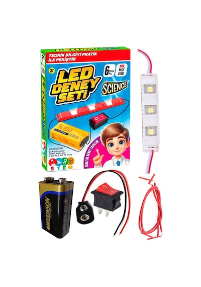 Led Deney Seti 1 Paket Basit Elektrik Devresi 9 Volt Pil Beyaz Led Işık Anahtar 9 Volt Pil Yatağı