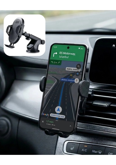 Mey İthalat 360 Döner Araç Telefon Tutucu Otomatik Kilit Mekanizmalı Stand