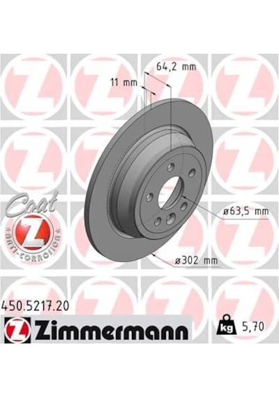 Zımmermann Fren Dıskı Arka Land Rover Freelander Iı L359 Zımmermann 450.5217.20 Lr039935