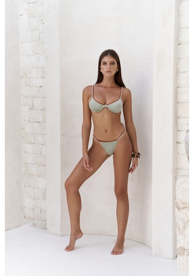 Mai Collection Mai Studios Co. Dharma Renk Bloklu Yeşil Bikini Altı Yeşil