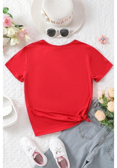 Uyguntarz Çocuk Kafadar Ayılar Baskılı Pamuklu Tshirt Kırmızı