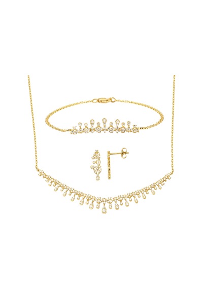 Damla Model 14 Ayar Altın Üçlü Set