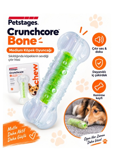 Petstages Crunchcore Bone Dog Chew Toy Sesli Köpek Oyuncağı Medium - Parçalanmaya Dayanıklı