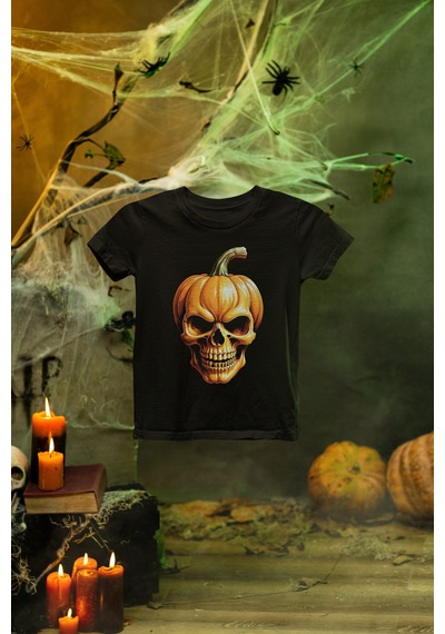 Magors Stıl-x Happy Halloween - Cadılar Bayramı Baskılı Çocuk Tshırt Siyah-1