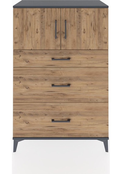 Hyperion Dolap Tek Raflı 3 Çekmeceli 2 Kapaklı 88x44x134 Antr... Antrasit