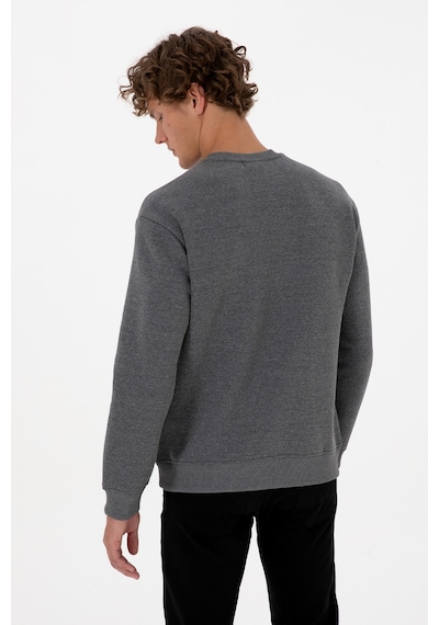 U.S. Polo Assn. Erkek Comfort Fit Bisiklet Yaka Şardonlu Antrasit Melanj Basic Sweatshirt 50313757-VR081