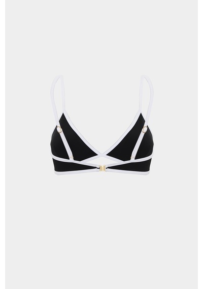 Açelyaokcu Premium Biye Detaylı Hera Fit Kadın Bikini Üstü Siyah