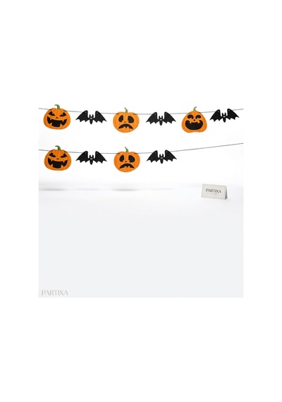 Halloween Balkabağı Ve Yarasa Figürlü Özel Kesim Banner - 2,5 Metre Cadılar Bayramı Kutlama Çok Renkli
