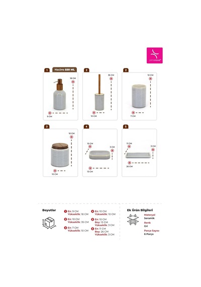 Elegance Banyo Seti 6 Parça Çok Renkli