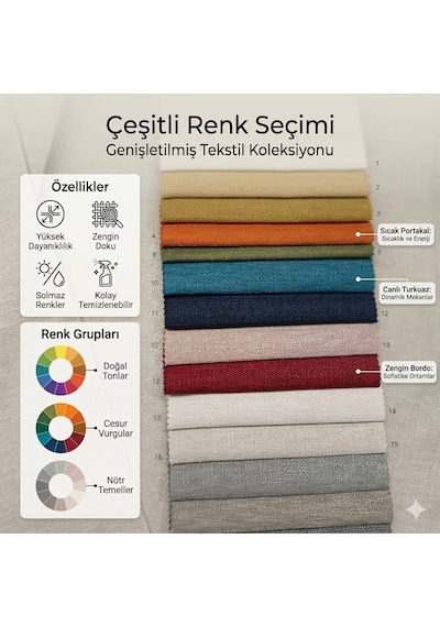 Keten Fonluk Perde Rüstik Ve Kornişe Uygun Düz Dikim Gri-melanj