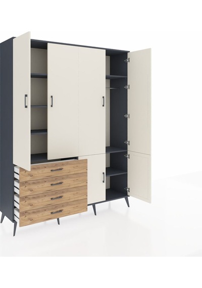 Hyperion Gardrop 7 Raflı 4 Çekmeceli Tek Askılı 176x44x221 Antrasit-aytaşı/çam Aytaşı/çam Hyperion Gardrop 7 Raflı 4 Çekmeceli Tek Askılı 176x44x221 Antrasit-aytaşı/çam Aytaşı/çam