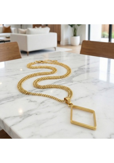 Tahtakale Toptancı Epoksi Basık Kare Model Metal Kolye Takı Ucu 5 Adet Gold Gold