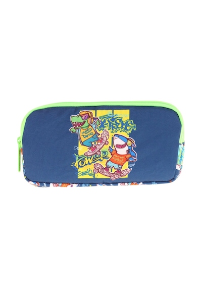 Kaukko Kids Lacivert Yeşil, Dinazor Temalı, Erkek Çocuk Üç Bölmeli Okul Kalem Çantası - L8256 Lacivert - Yeşil